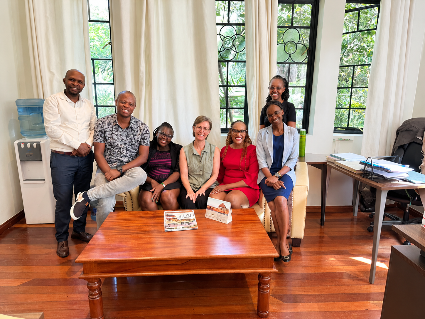 Bright Office Team Portrait with Coffee Table