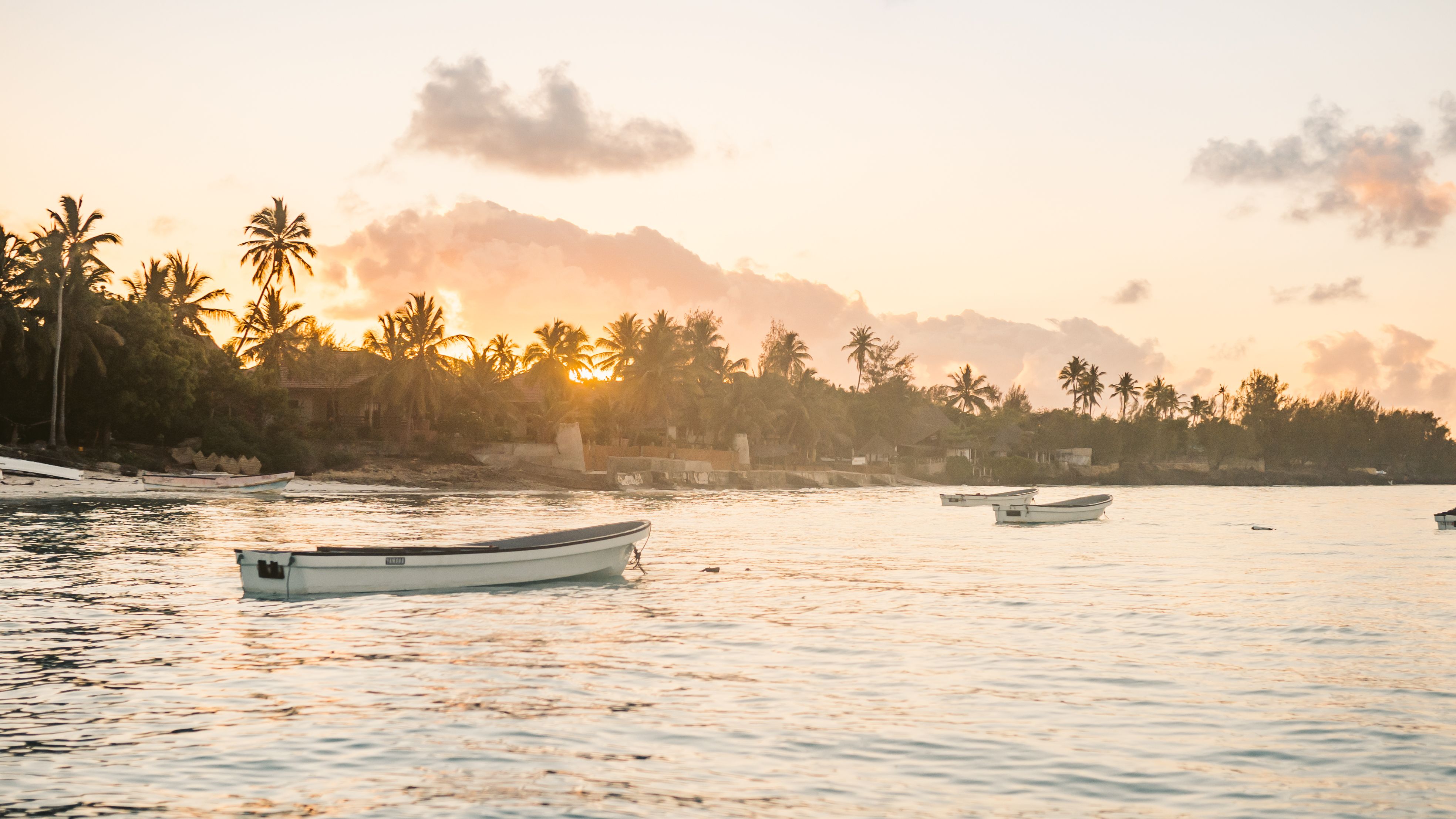 Sunset over the Indian Ocean on a Zanzibar beach holiday
